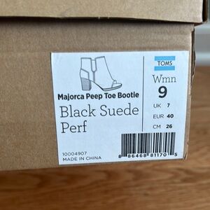 Toms Black Ankle Boots Suede Perforated